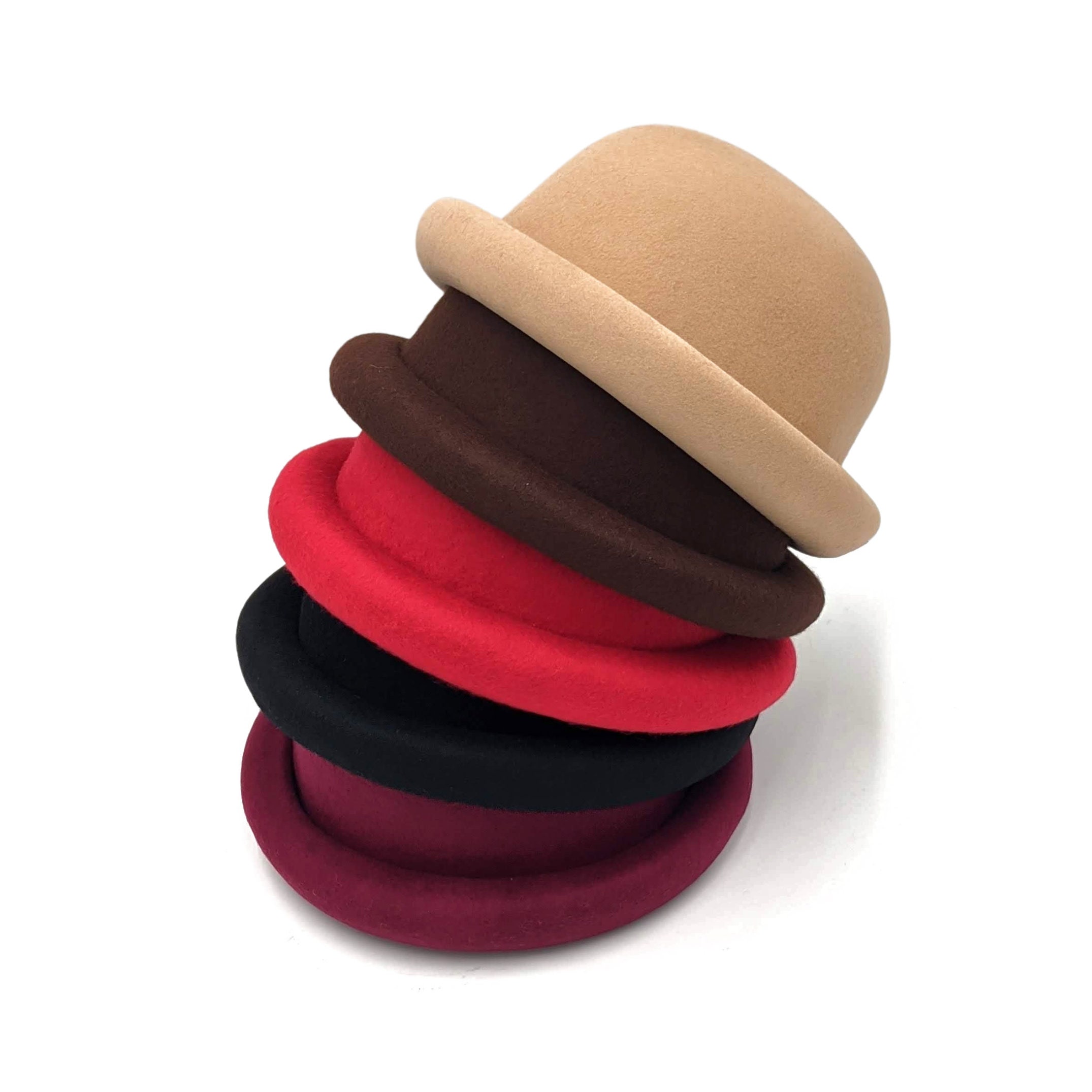 Round Derby Bowler Hat Wool Felt Roll 