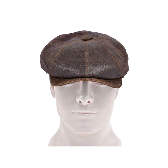 Distressed leather cheap newsboy cap