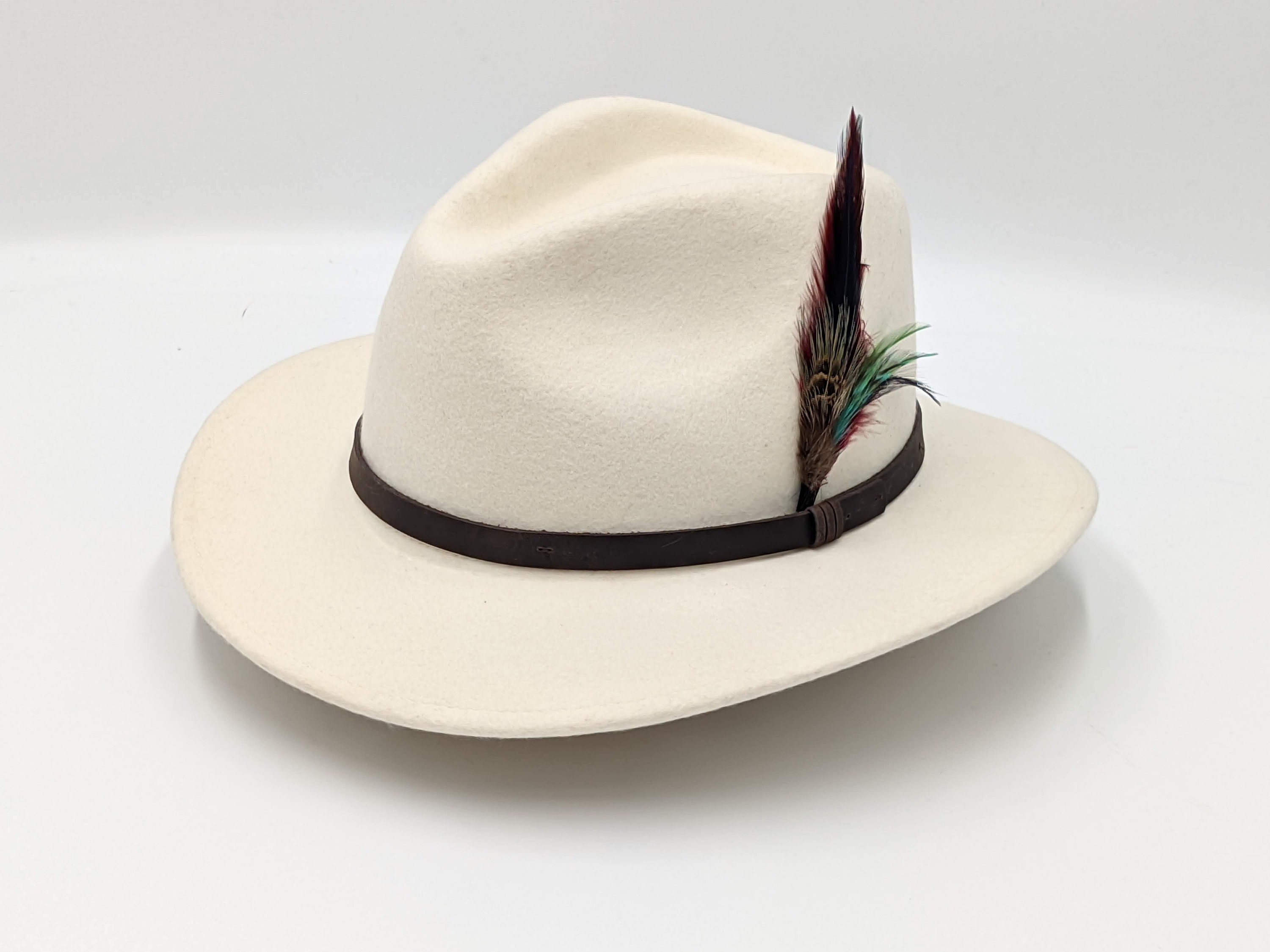 White Fedora Hat Wide Brim Trilby Hat 