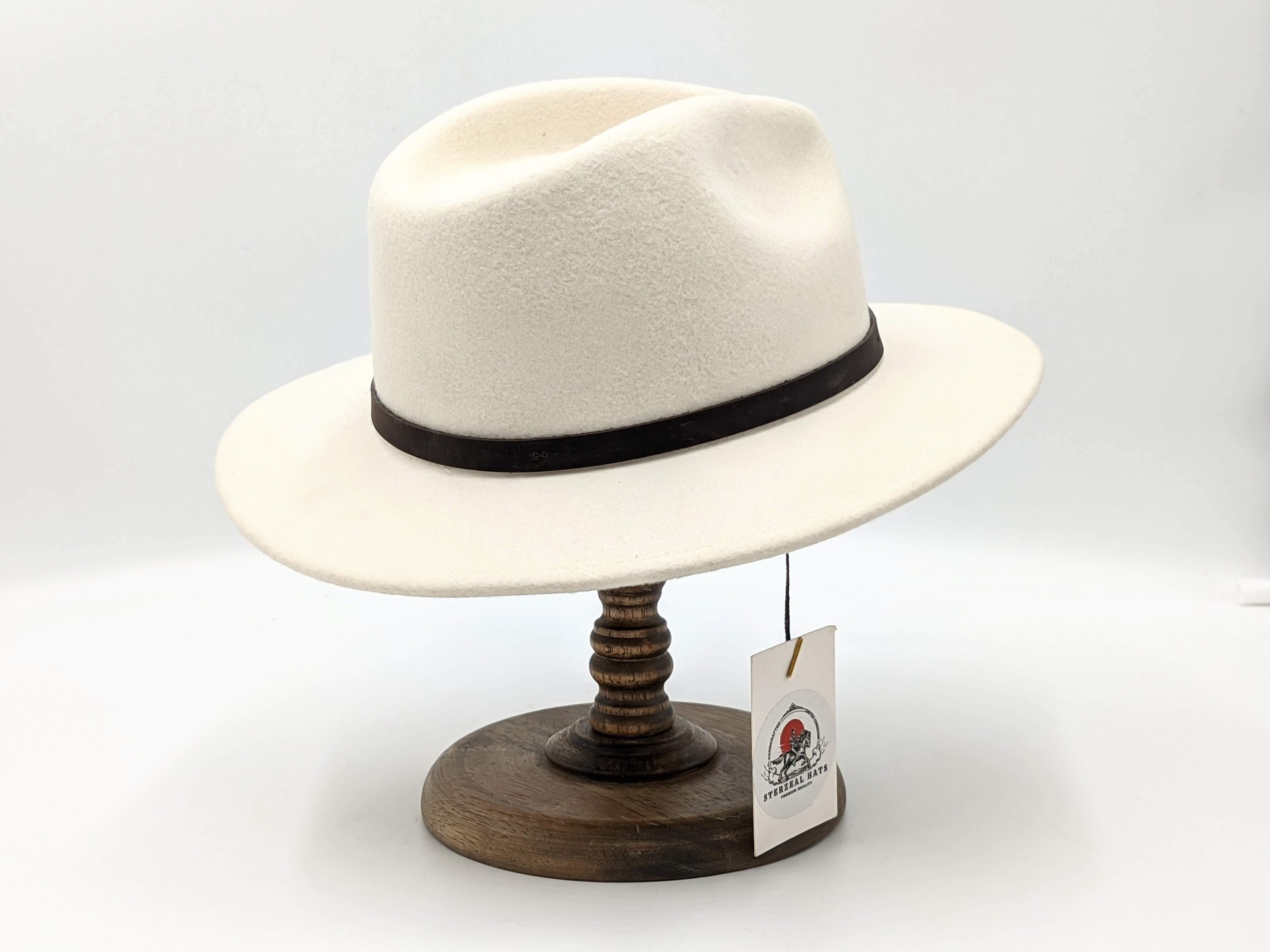 White Fedora Hat Wide Brim Trilby Hat Classic Felt Fedora Hat