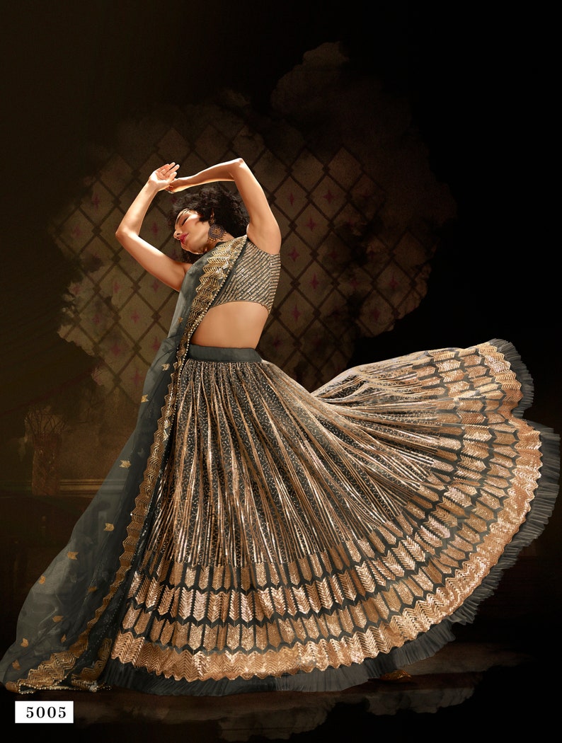 EtSy end of Season Sale Soft Net Grey Designer Lehenga Choli For Indian Traditional woman Fashion On Bridal Wedding Outfit
