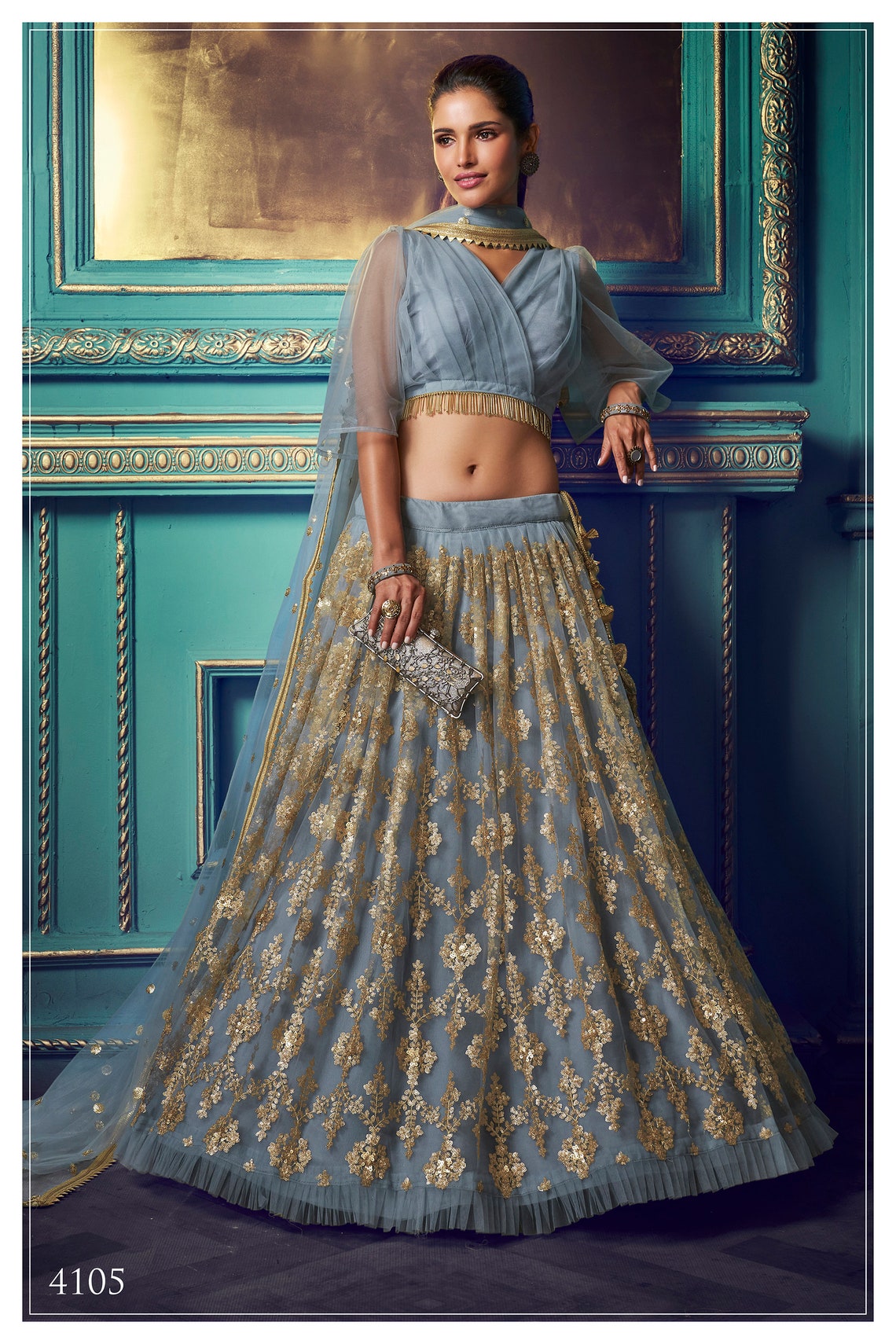 net ruffle lehenga choli