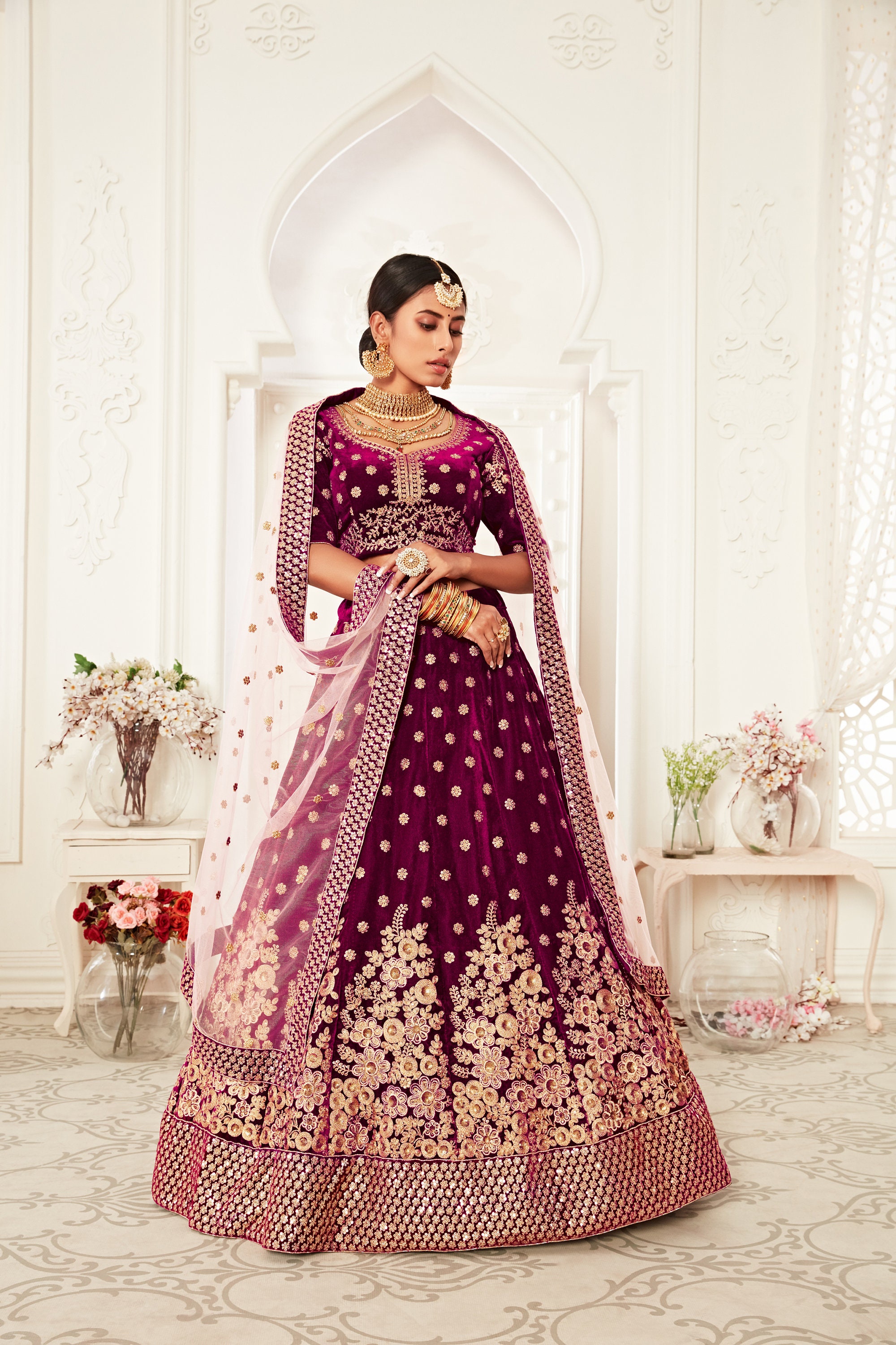 Bridesmaid Lehenga Choli for Engagement wear in Velvet Purple Etsy