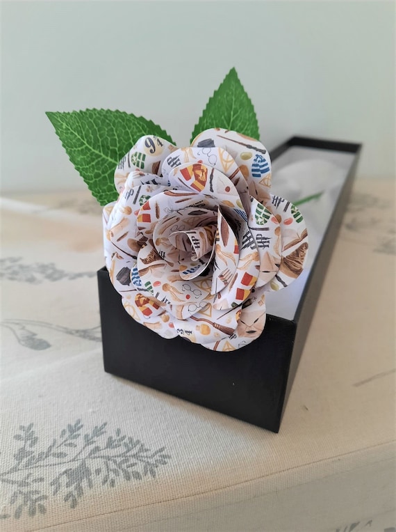Harry Potter Inspired Paper Flower in Gift Box Birthday Gift Anniversary  Gift Thank You Gift Rose Get Well Soon Gift Personalised