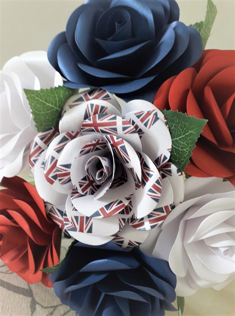 Union Jack Roses Union Jack Flag/red, White & Blue Paper Flowers (rose) - Birthday Gift ...