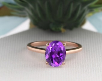 Amethyst engagement ring Oval cut vintage solid silver Ring unique Cluster oval cut amethyst wedding ring bridal ring Anniversary