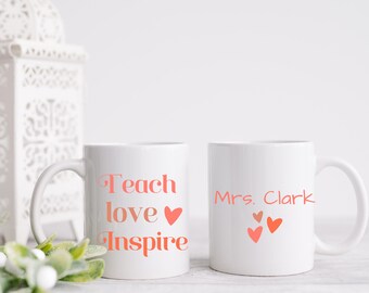 Teacher's Appreciation Gift. Personalized Teacher Name Mug.