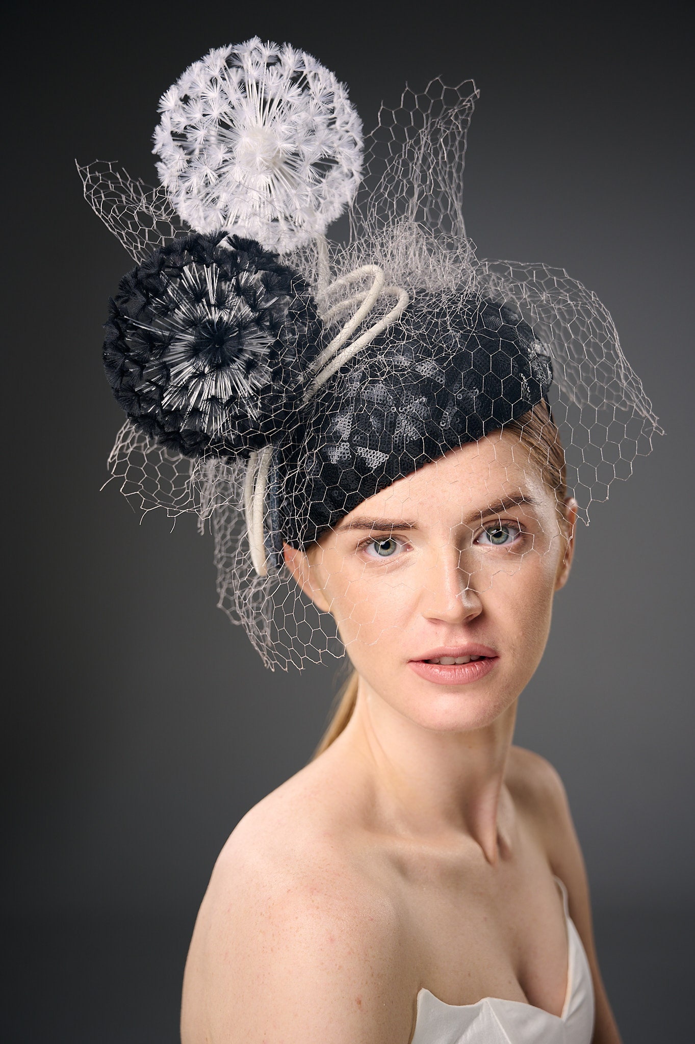 Black Sequin Pillbox Hat With Veil - Etsy display picture 2