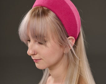 Trendy wool headband. Fashion casual headpiece. Trendy pink halo headwear . Hat  halo for mother of the bride