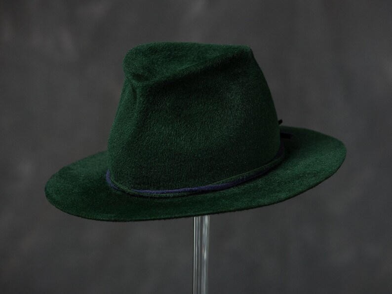 Felt Fedora ladies Hat / emerald green color hat / Etsy