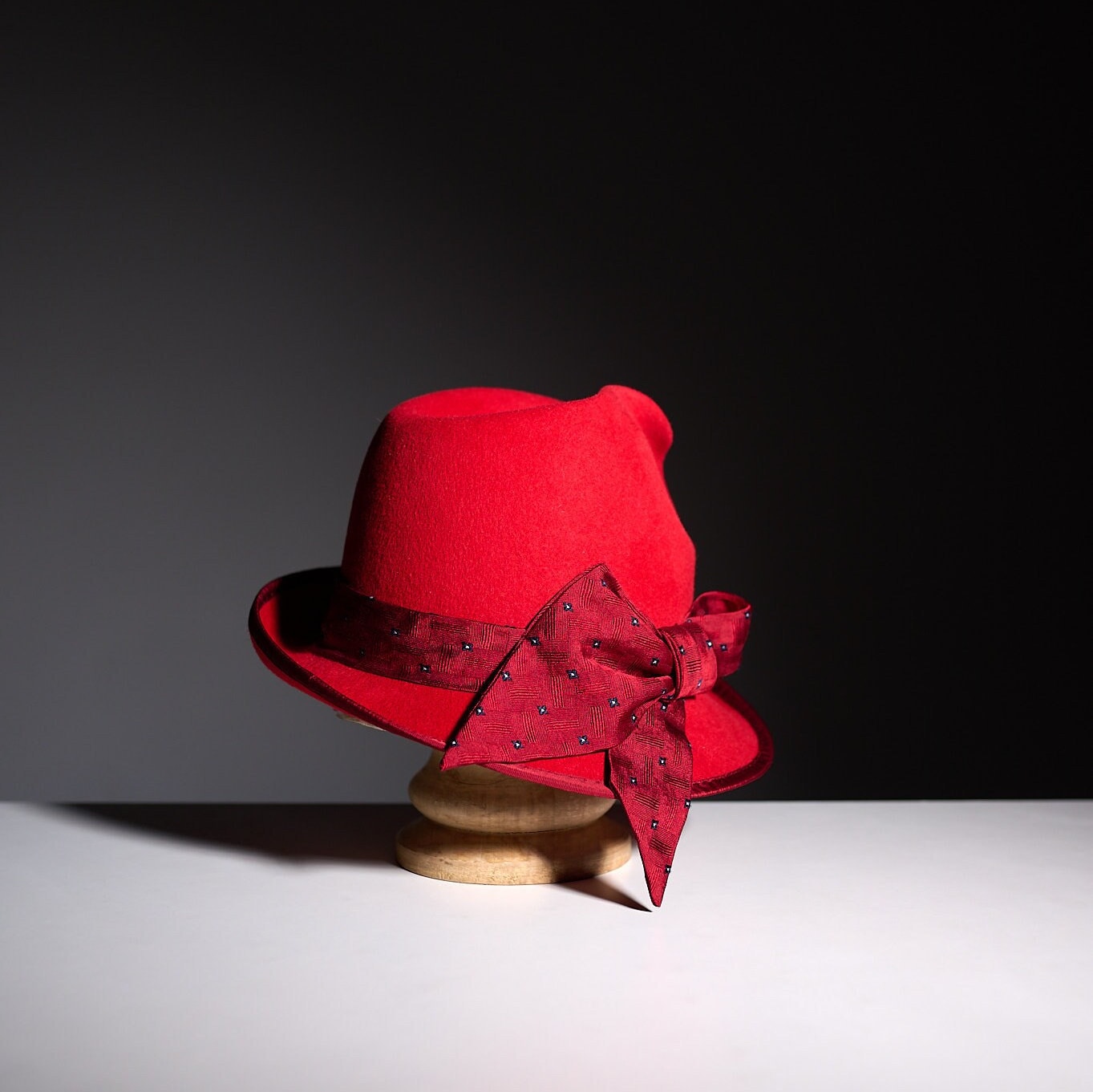 Burgundy Red Felt Wool Hat Fedora Trilby Western Bolivia Handmade MBVHVVJC Cowboy Hat Vintage Western Cowboy Hat Ethnic Hat  main image 4