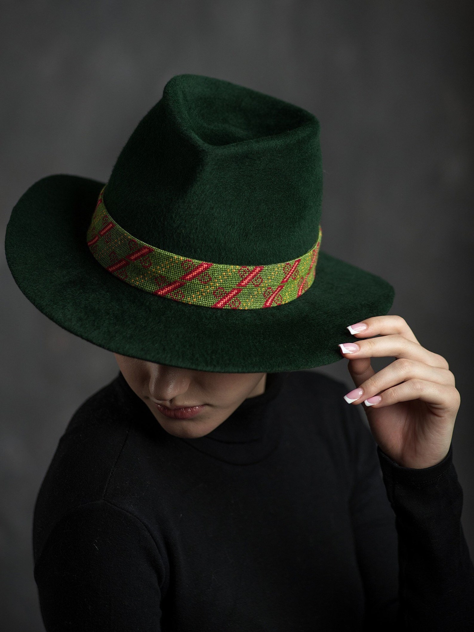 Felt Fedora ladies Hat / emerald green color hat / Etsy