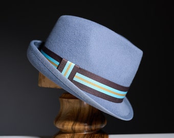 Trilby hat. fedora felt hat. Stylish elegant hat for urban style. dandy style felt trilby hat