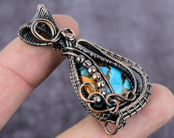 Spiny Oyster Türkis Kupfer Anhänger: Handgemachter Boho Schmuck
