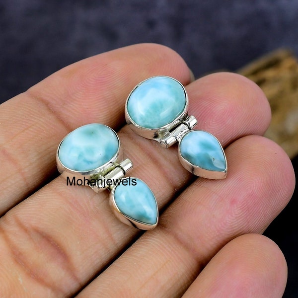 Larimar Earrings, Blue Caribbean Larimar Earrings, Fashion Jewelry Earrings, Handmade Designer Jewelry, Larimar Stud Earring, Women's Gift