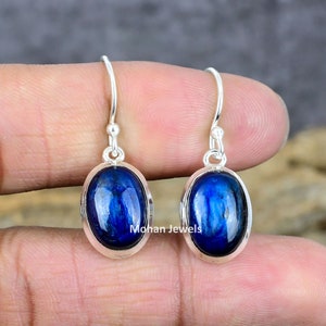 Kyanite Earrings, Women Dainty Earrings, Gemstone Earring, Silver Earring, Handmade Jewelry, Blue Kyanite Gemstone Jewelry