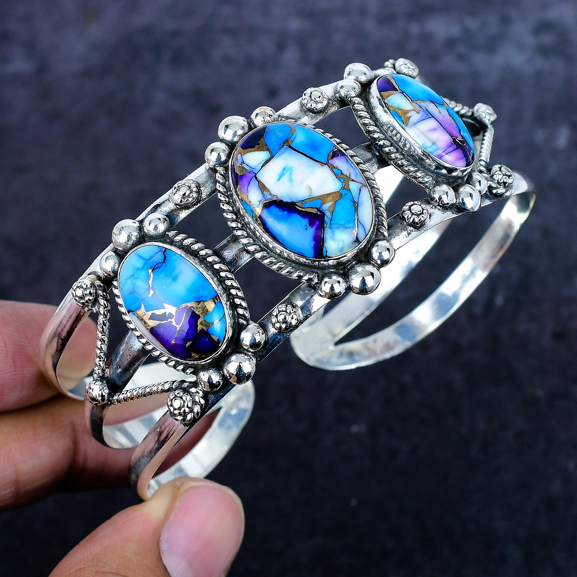 ターコイズストーン シルバーカフバングル ウェーブ エッジ ターコイズ バングル シルバー アクセサリー