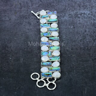Vadmans Bracciale Sole E Luna In Argento Sterling 925, Ciondoli In Conchiglia Abalone, Gioiello Significativo Per Donne, Regalo Ideale In Scatola Regalo
