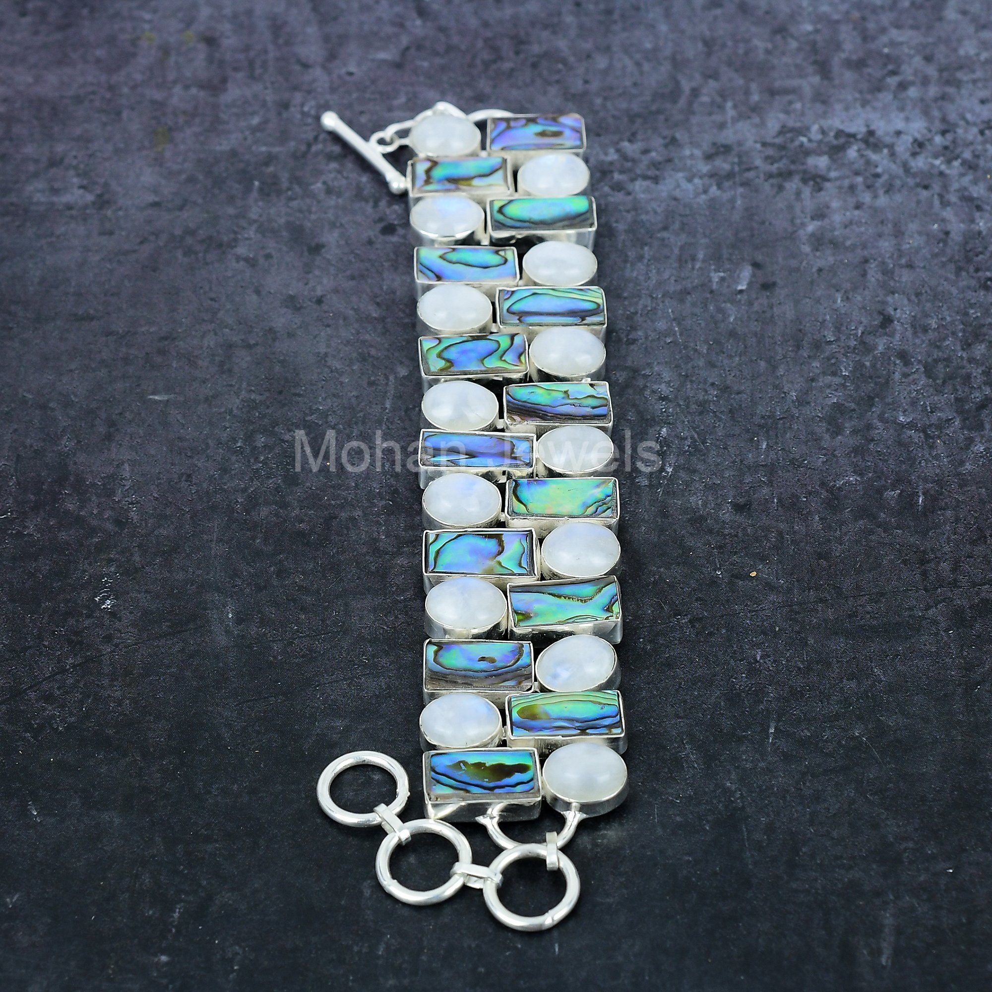 Vadmans Bracciale Sole E Luna In Argento Sterling 925, Ciondoli In Conchiglia Abalone, Gioiello Significativo Per Donne, Regalo Ideale In Scatola Regalo