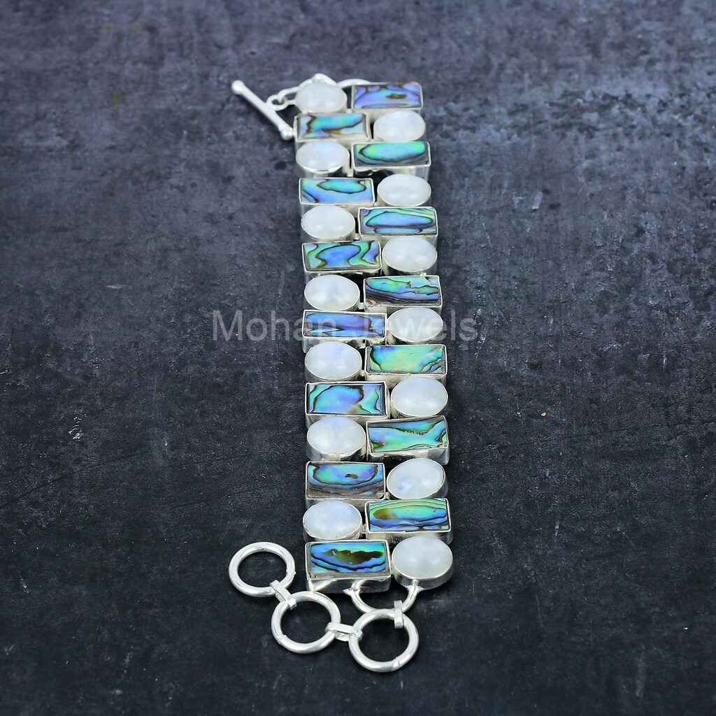 Vadmans Bracciale Sole E Luna In Argento Sterling 925, Ciondoli In Conchiglia Abalone, Gioiello Significativo Per Donne, Regalo Ideale In Scatola Regalo