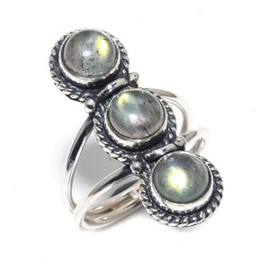 Labradorite Ring, Natural Labradorite Gemstone Silver Plated Ring, Statement Ring, Fashion Ring, Anniversary Ring Gift