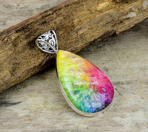 Solar Quartz Pendant Rainbow Solar Quartz Silver Plated Pendant