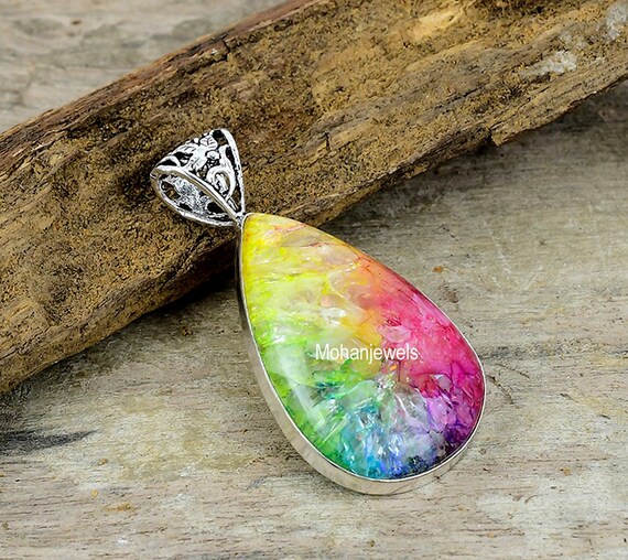 Solar Quartz Pendant Rainbow Solar Quartz Silver Plated Pendant Rainbow Quartz  Necklace Multi Color Stone Pendant Statement Jewelry - Etsy