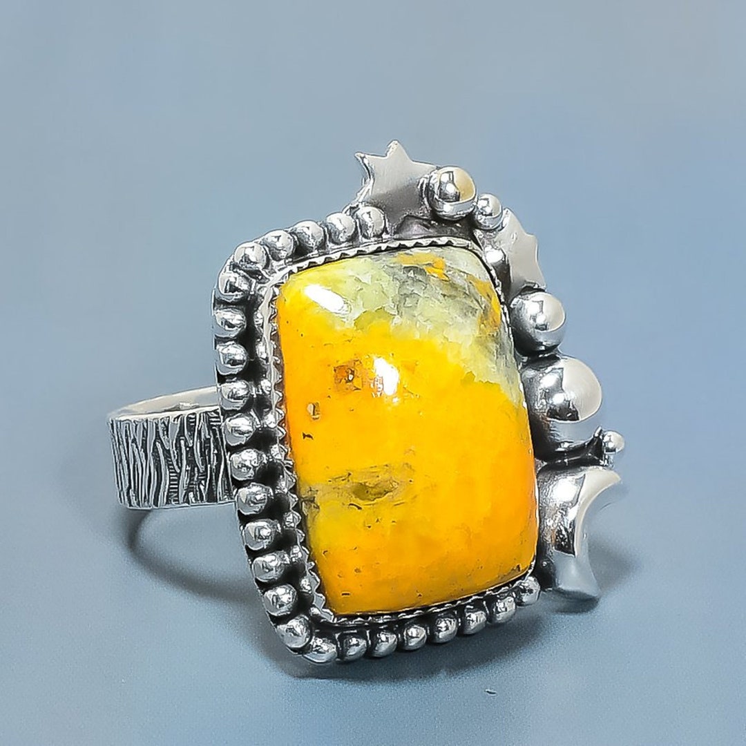 Bumble Bee Jasper Ring Bumble Bee Jasper Silver Plated Ring - Etsy