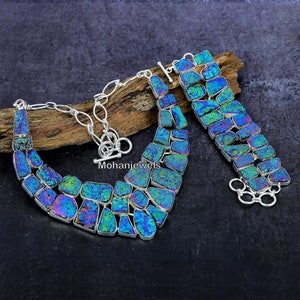 Druzy Necklace, Green & Purple Titanium Drusy Necklace Bracelet Jewelry, Multi Color Peacock Drusy, Mystical Fantasy Gemstone, Gift for Her
