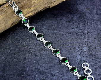 Chrome Diopside Bracelet: Silver Plated statement Jewelry