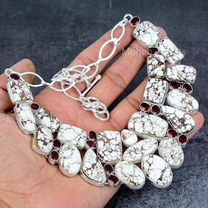 Wild Horse Jasper Necklace, Wild Horse Silver Plated Necklace, Handmade Bohemian Necklace, Wedding Gift Jewelry