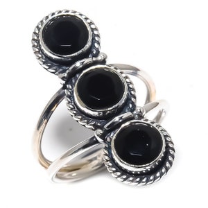 Black Onyx Ring, Black Onyx Gemstone Silver Plated Ring, Handmade Ring, Dainty Stone Ring, Unique Ring, Wedding Gift For Women, Ring for Her