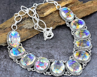 Mystic Topaz Necklace: Silver Plated Vintage Jewelry