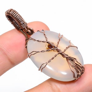 Tree of Life Merlinite Pendant: Handmade Copper Wire Wrapped Gemstone