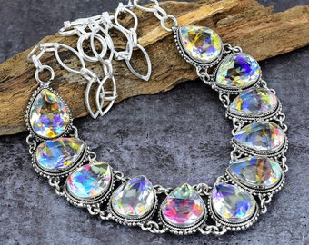 Rainbow Mystic Topaz Silver Plated Necklace:  Jewelry