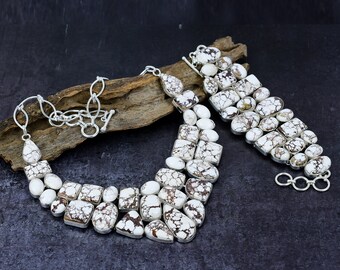 Wildes Pferd Jaspis Halskette Armband Set: Boho Edelstein Schmuck