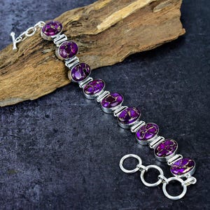Meeressediment Jaspis Silber Armband, Heilstein Schmuck, handgemachtes verstellbares Gliederarmband, Jahrestagsgeschenk für sie