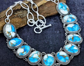 Vintage Turquoise & Sterling Silver Necklace: Artisan Southwestern Jewelry