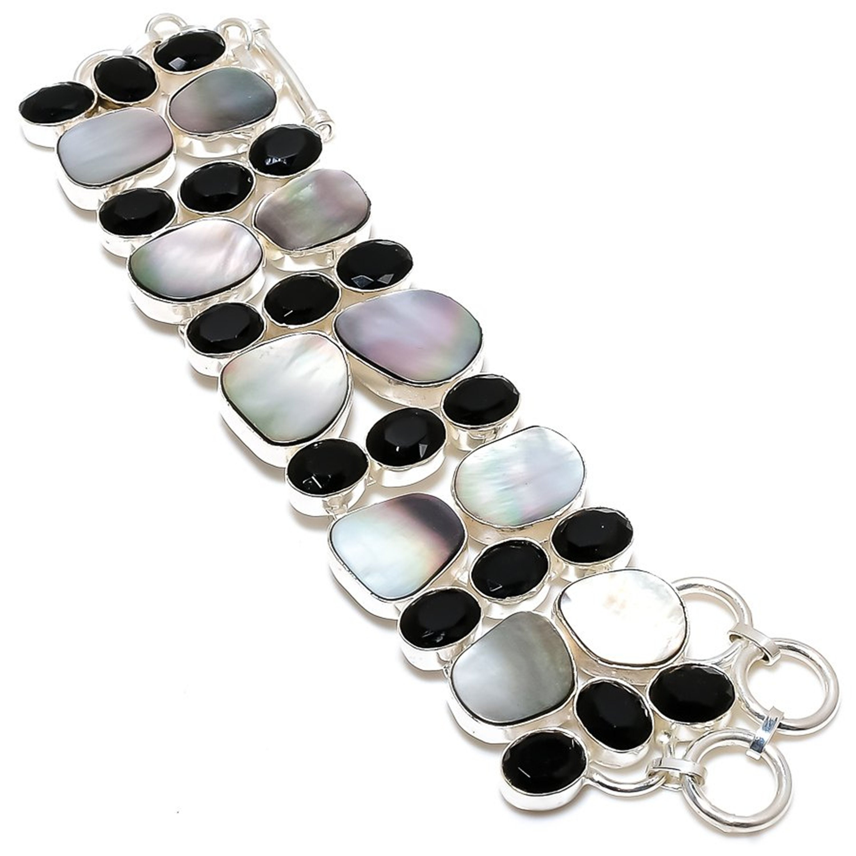 Black Mother of Pearl Bracelet, Mother of Pearl & Black Onyx