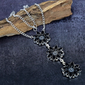 Black Onyx Gemstone Handmade Silver Necklace Jewelry Black Onyx Cluster Necklace Women Elegant Jewelry Gift for Birthday