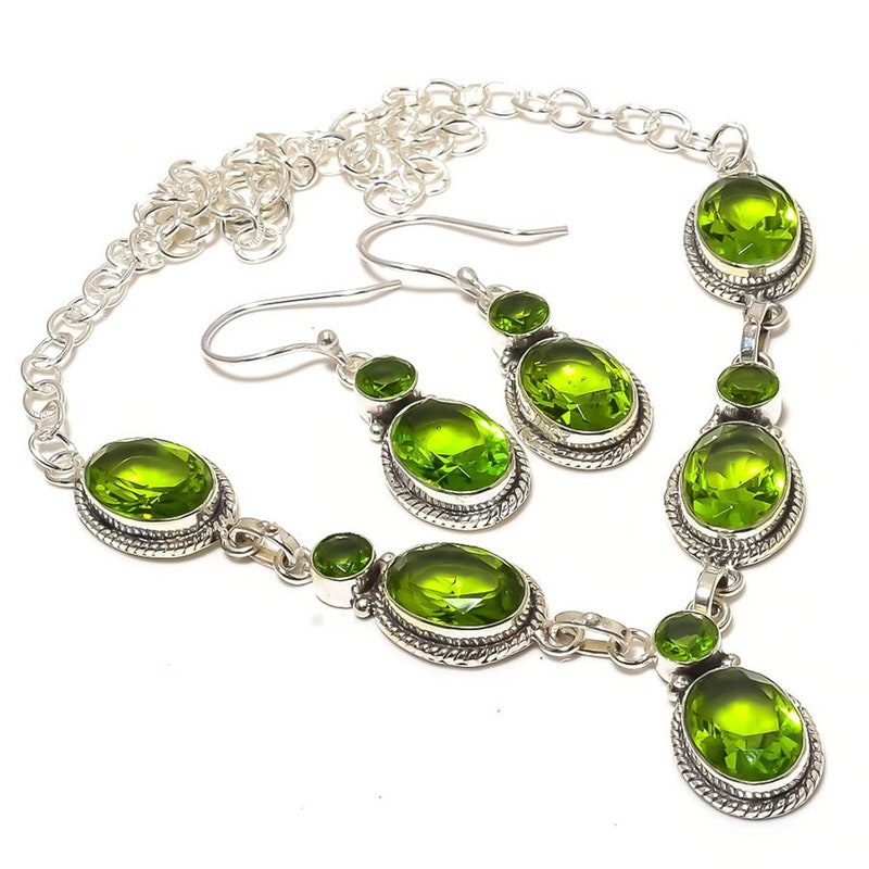 Peridot Jewelry Set - Etsy