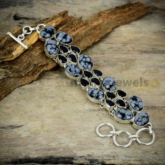 Buy Obsidian Bracelet Snowflake Obsidian Black Onyx Silver
