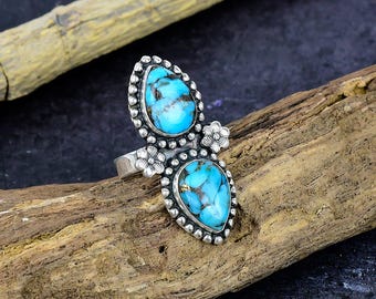 Golden Hills Turquoise Ring: Silver Plated Western Style Jewelry, Natural Gemstone