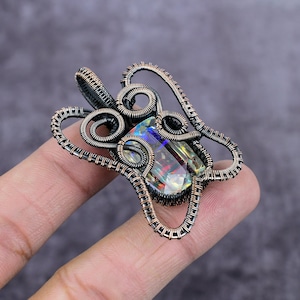 Rainbow Mystic Topaz Pendant, Copper Wire Wrapped Pendant, Angel Aura Topaz Pendant, Handmade Wire Wrapped Gemstone Jewelry, Gift For Her