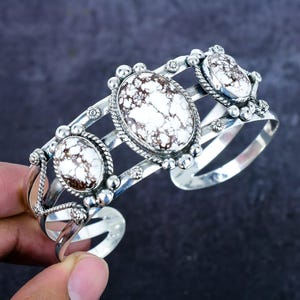 Brazalete vintage de plata con turquesa de búfalo blanco Navajo, brazalete con gema turquesa, joyería nativa de diseñador hecha a mano, regalo para el amor.