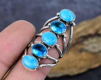 Boho Turquoise Ring, Sterling Silver Ring for Women, Statement Ring ...