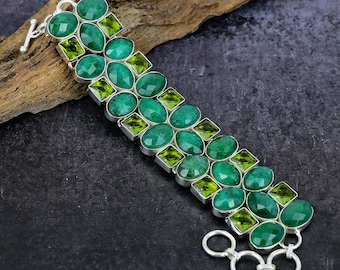 Bracelet En émeraude De Zambie - Longueur 18 Cm - Argent 925 - Neuf Avec étiquettes - Cadeau Femme
