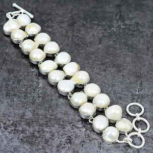 Genuine Pearl Silver Plated Bracelet, Handmade Adjustable Jewelry, Freshwater Pearl Jewelry, Bridesmaid Gift Jewelry