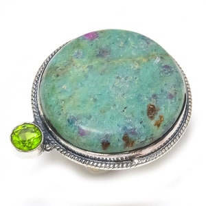 Rubin Fuchsit Cabochon Ring: Silverpläterad Boho Peridot Ring
