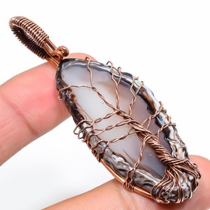 Tree of Life Agate Pendant, Copper Wire Wrapped Gemstone Pendant, Handmade Copper Jewelry, Unique Fashion Jewelry, Birthday Gift For Friend